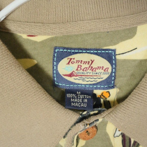 Tommy Bahama Polo Shirt Men's Medium Green Hula Dancer Hawaiian Aloha Palm Tree - Picture 4 of 7